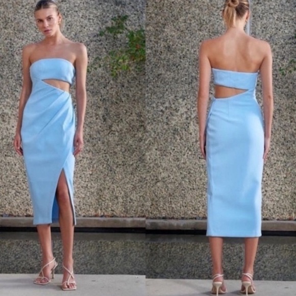 MISHA Blue Medora Strapless Cut Out Dress 12 - Picture 2 of 11